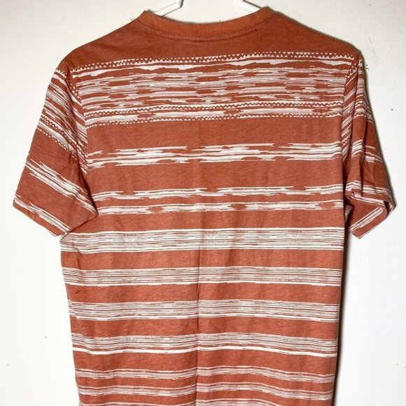 Cotton On V-Neck Short Sleeve Orange-White Striped Collared Polo T-Shirt - Picture 2 of 2